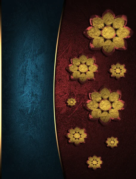 Rode achtergrond met abstracte plant patroon en blauw naamplaatje — Stockfoto