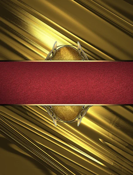 Altın süslü kenarları kırmızı isim levhası ile altın doku