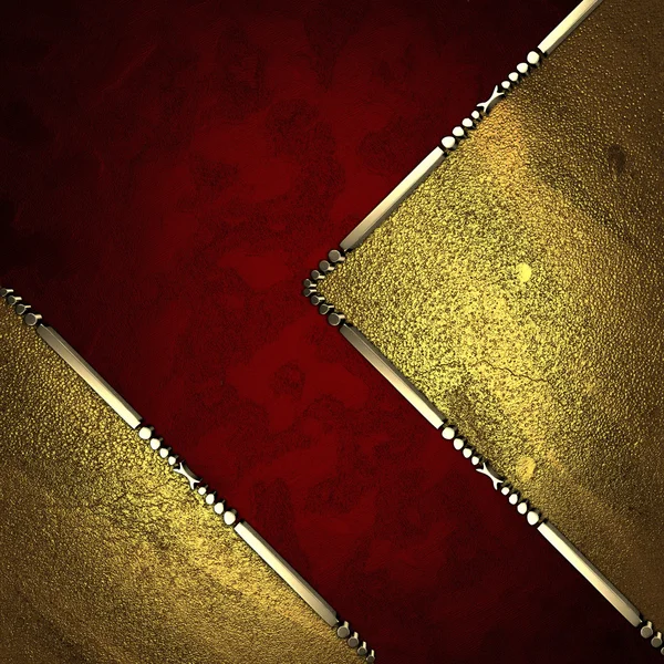 Red texture with abstract gold plate and gold trim — Stock Photo, Image