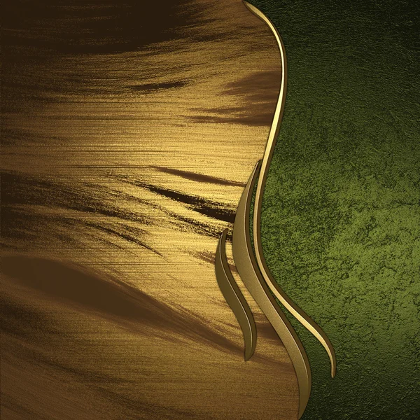 Золота текстура з зеленою назвою тарілка з золотими прикрашеними ребрами — стокове фото