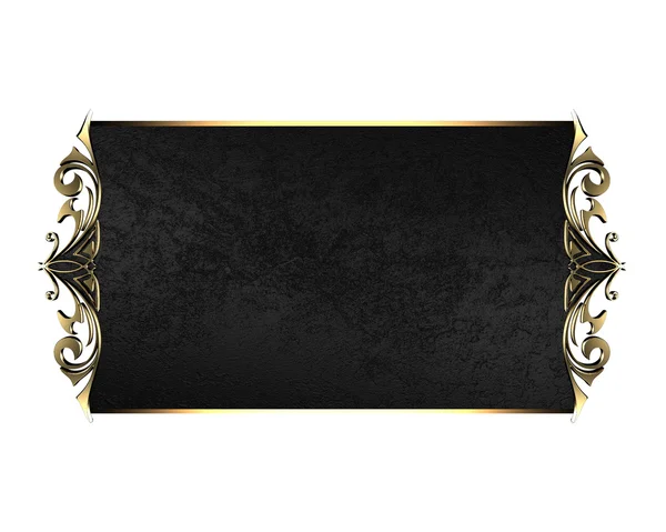 Beyaz arka plan üzerinde izole altın süslü kenarları siyah tabela