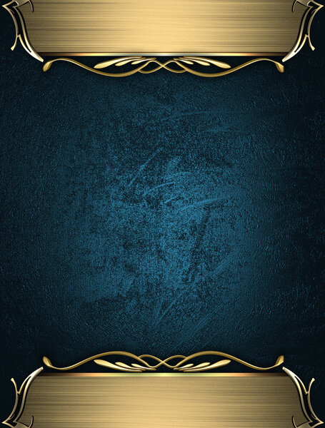 Синий богатый текстура с золотыми гранями и золотой отделкой
