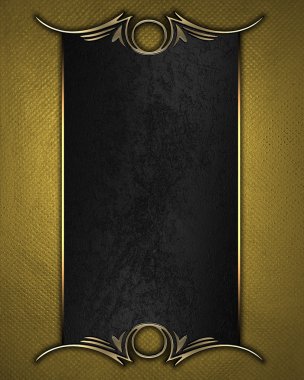 Altın süslü kenarları siyah isim levhası ile altın doku