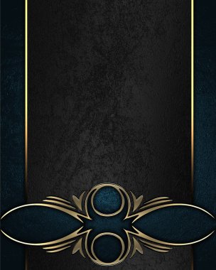 Mavi doku ile altın süslü kenarları siyah isim levhası