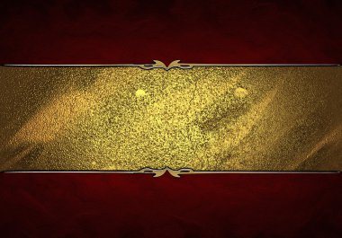 Altın süslü kenarları altın tabela ile kırmızı doku