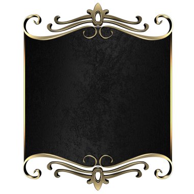 Beyaz arka plan üzerinde izole altın süslü kenarları siyah tabela