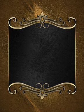 Altın zemin üzerine altın süslü kenarları siyah isim levhası