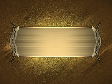 Altın zemin üzerine altın süslü kenarları altın isim levhası