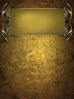 Altın zemin üzerine altın süslü kenarları altın isim levhası