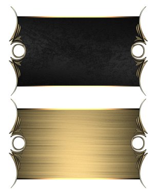 siyah ve altın ile izole beyaz zemin üzerine altın süslü kenarları tabela