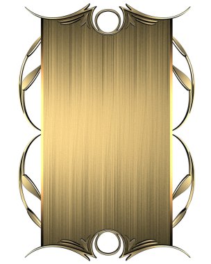 Beyaz arka plan üzerinde izole altın süslü kenarları altın tabela