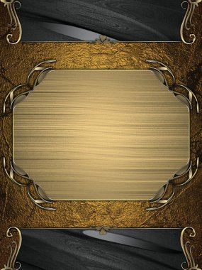 siyah kenarlar grunge altın trim ve altın isim levhası ile