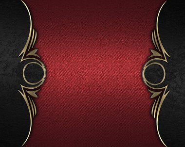 Kırmızı zengin doku siyah kenarlar ve altın trim