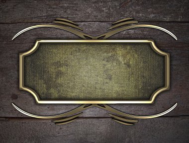 ahşap dokulu altın isim levhası ile altın süslü kenarları ve