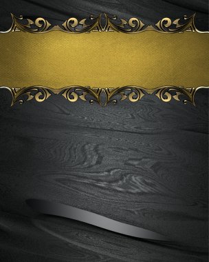 Dekoratif kenarları ile altın plaka ile hırpalanmış karanlık doku