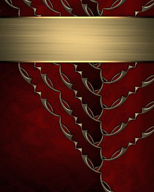 kırmızı kurdele altın tabela ile süslü altın kenarlı