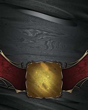 siyah dokulu kırmızı kurdele ile dekoratif döşeme ve bir altın plaka orta ve