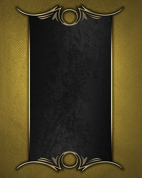 Altın süslü kenarları siyah isim levhası ile altın doku