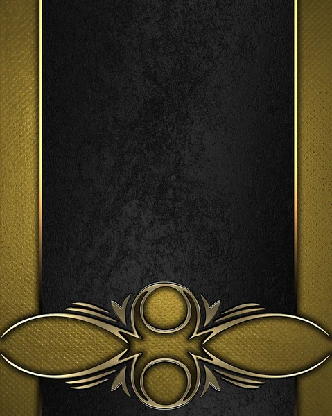 Золота текстура з чорною назвою тарілка з золотими прикрашеними ребрами — стокове фото