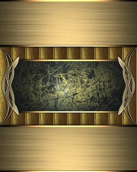 銘板とゴールド トリムとゴールドのリボンとゴールドのテクスチャ — ストック写真