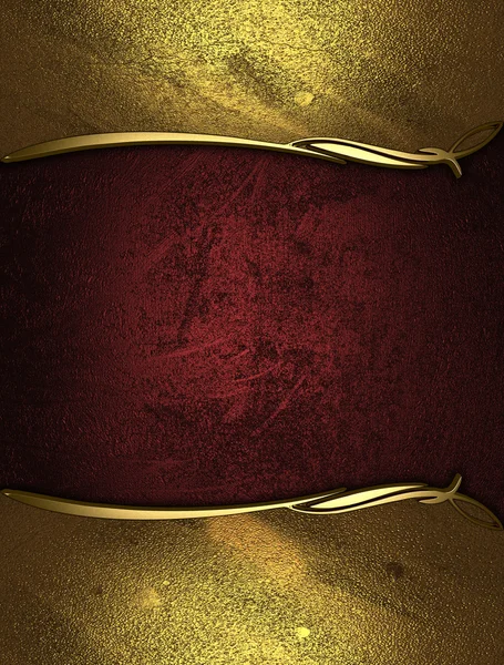 Rot reiche Textur mit goldenen Rändern und Goldbesatz — Stockfoto