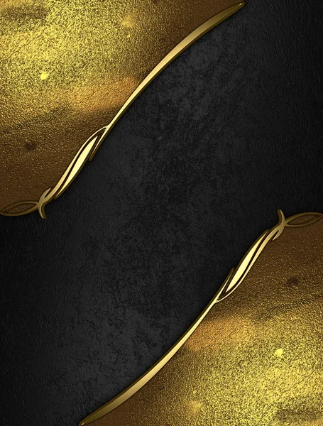 Texture ricca di nero con bordi dorati e finiture in oro — Foto Stock