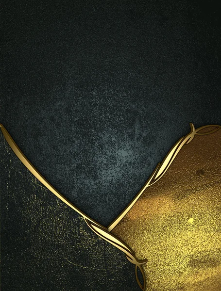 Blue grunge texture with golden and black edges and gold trim — Stock Photo, Image