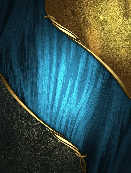 Blue rich texture with golden and black edges and gold trim — Stock Photo, Image