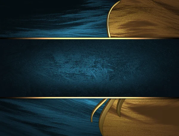 Texture blu con bordi in oro e targhetta blu — Foto Stock