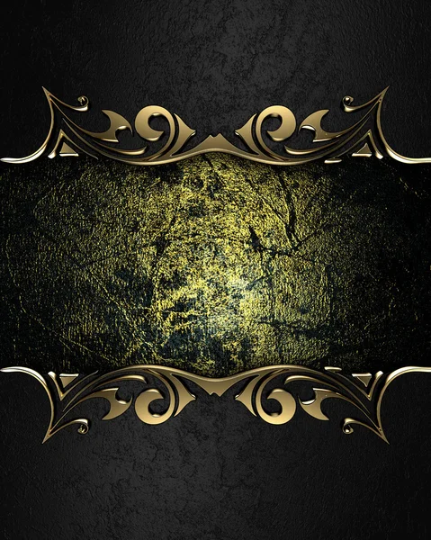 Design template - Black texture with gold edges and dark trim — Stock Photo, Image