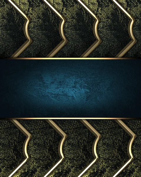 Синий фон с черными пластинами и золотой отделкой по краям — стоковое фото