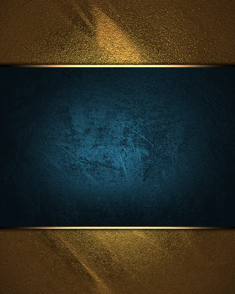 Золотая текстура с голубой пластиной для письма — стоковое фото