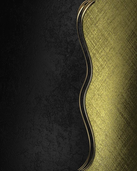 Gold plate with gold ornate edges, on black background — Stock Photo, Image