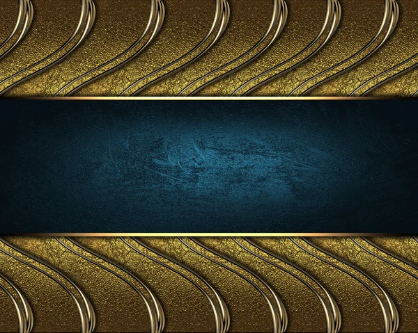 Золота плетена текстура з золотими краями та синьою назвою — стокове фото
