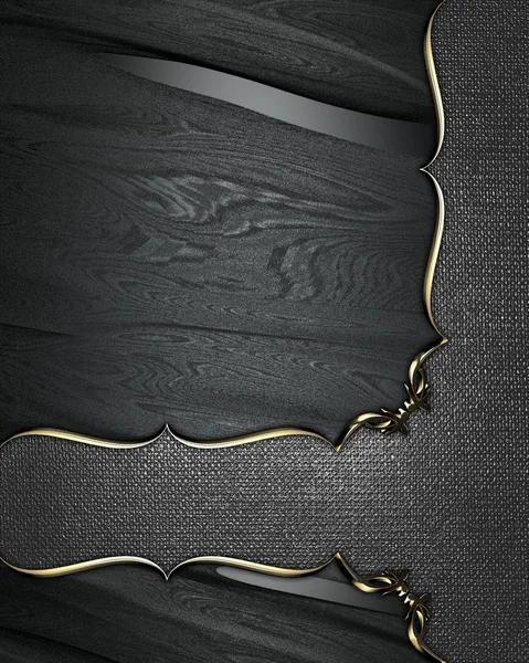 Černá textura s železnou desku se zlatým vzorem — Stock fotografie
