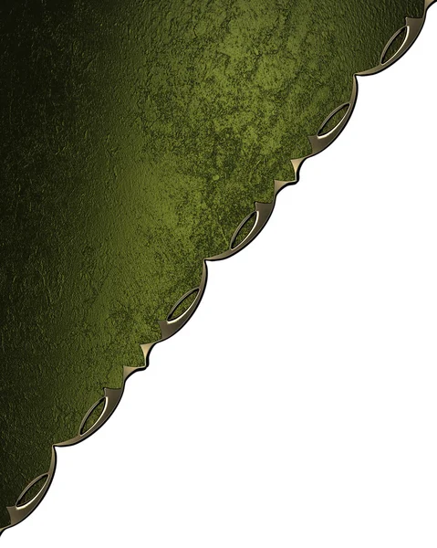 Vit textur med gröna märkskylt för text och guld trim — Stockfoto