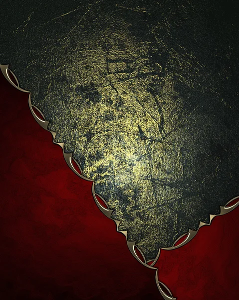 Grunge donkere textuur met rode inzetstukken en goud trim — Stockfoto