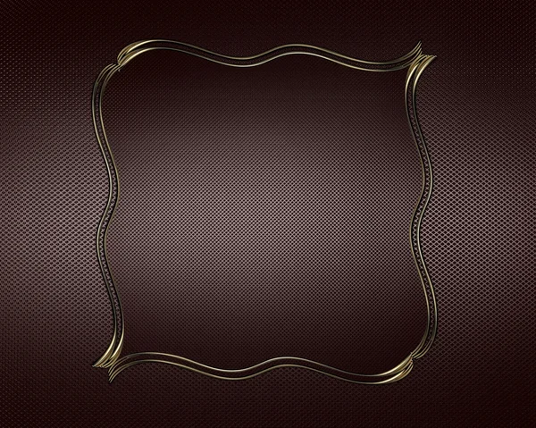 Brązowy tabliczce z złotych brzegach kwiecisty, na brązowym tle — Zdjęcie stockowe