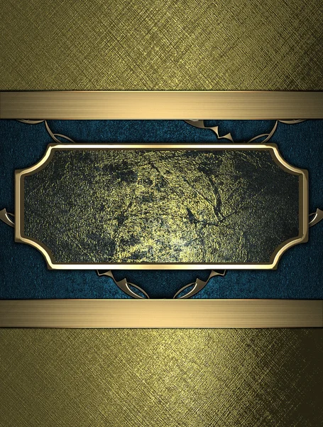 Синяя текстура с золотой табличкой и золотой кромкой — стоковое фото