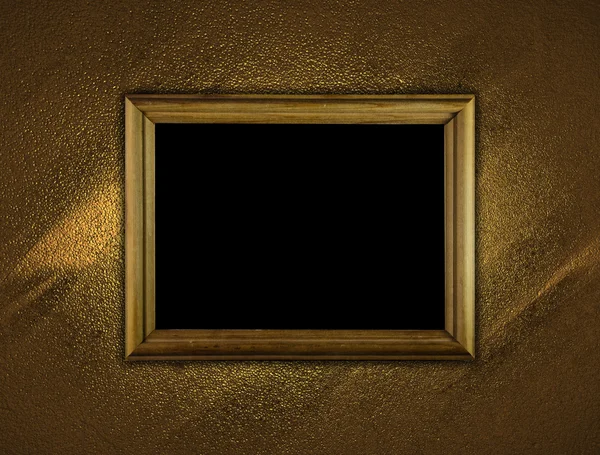 Gouden muur en houten frame — Stockfoto