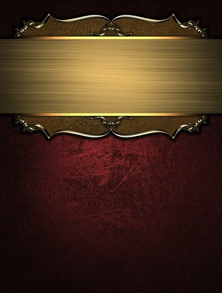 Kırmızı dokulu altın altın isim levhası ve trim