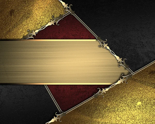 Altın ve siyah kenarlar ve altın altın isim levhası ile trim altın doku