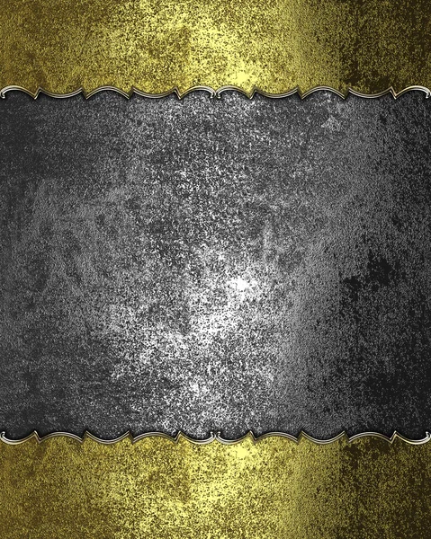 Template for design. Grunge gold texture with iron nameplate — Stock Photo, Image