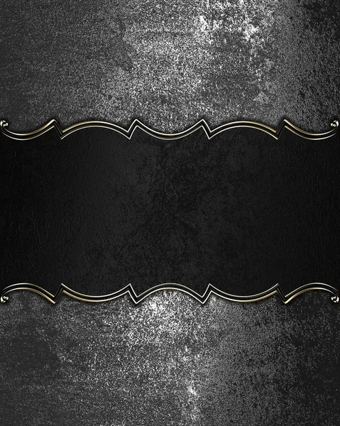 Grunge iron Textura con placa negra y adorno dorado —  Fotos de Stock