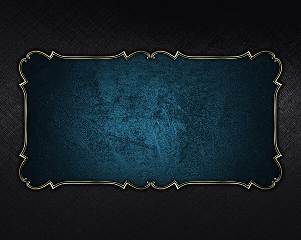 Black background with blue nameplate with gold trim