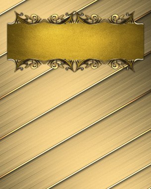 altın tabak ve altın trim dizili altın arka plan