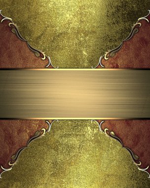 Kırmızı ekler ve altın trim altın Grunge doku. altın tabak