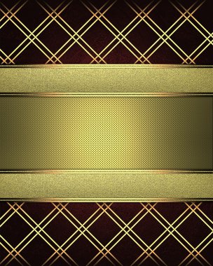 Orta Altın plakalı kırmızı arka plan-altın bir kafes içinde