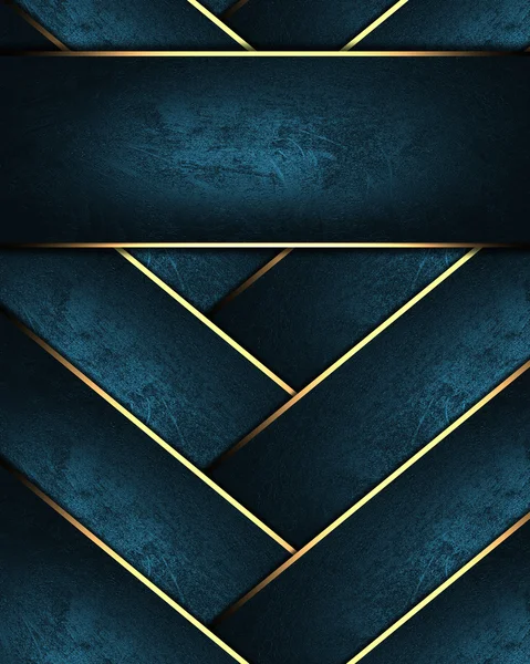 Blauwe gevlochten textuur met gouden randen met blauwe naamplaatje — Stockfoto