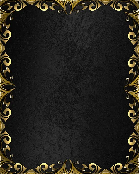 Black background with gold pattern on the edges — Stock Photo, Image